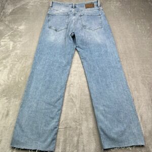 Mavi Barcelona Jeans Women 28 Blue Light Wash High Rise Wide Leg Stretch Raw Hem